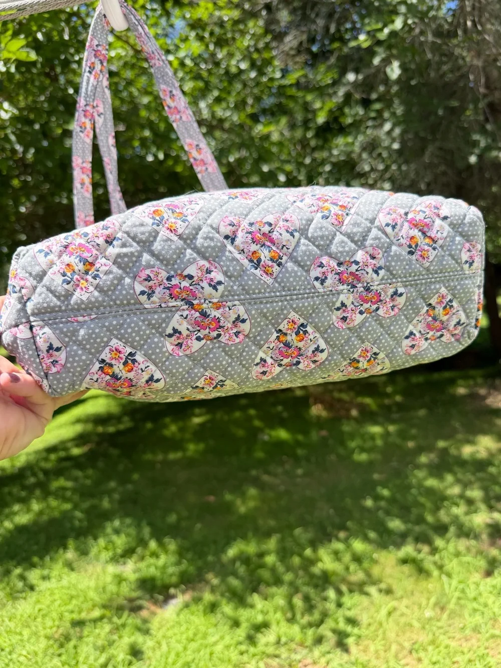 Vera Bradley Quilted Tote Mon Amour Gray Hearts NWT